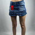 Y2K Tiered Ruffle Denim Mini Skirt – Size UK 6 (W27.5")