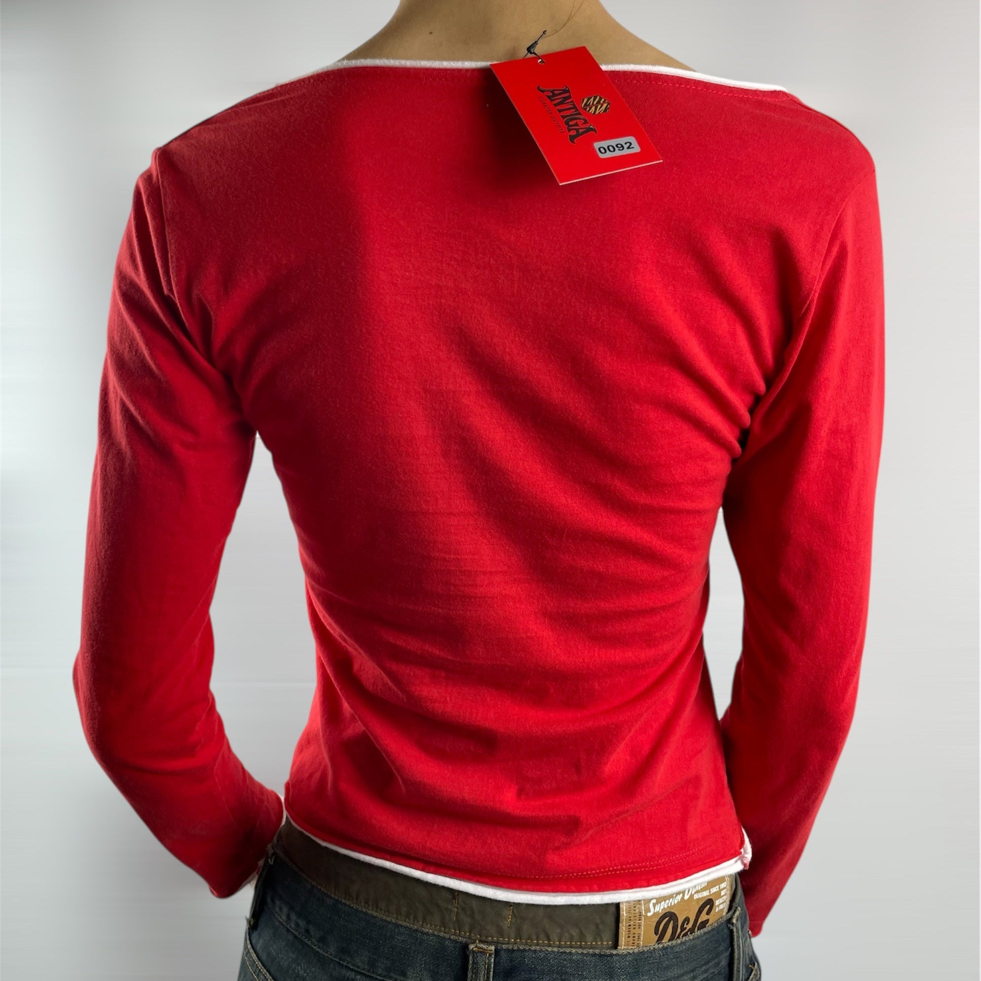 Terranova Red Contrast-Trim Scoop-Neck Top – UK 6 (XS)