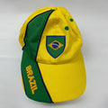 Brazil Supporter Cap - Yellow/Green Panelled, Embroidered Crest, Velcro Back (One Size)