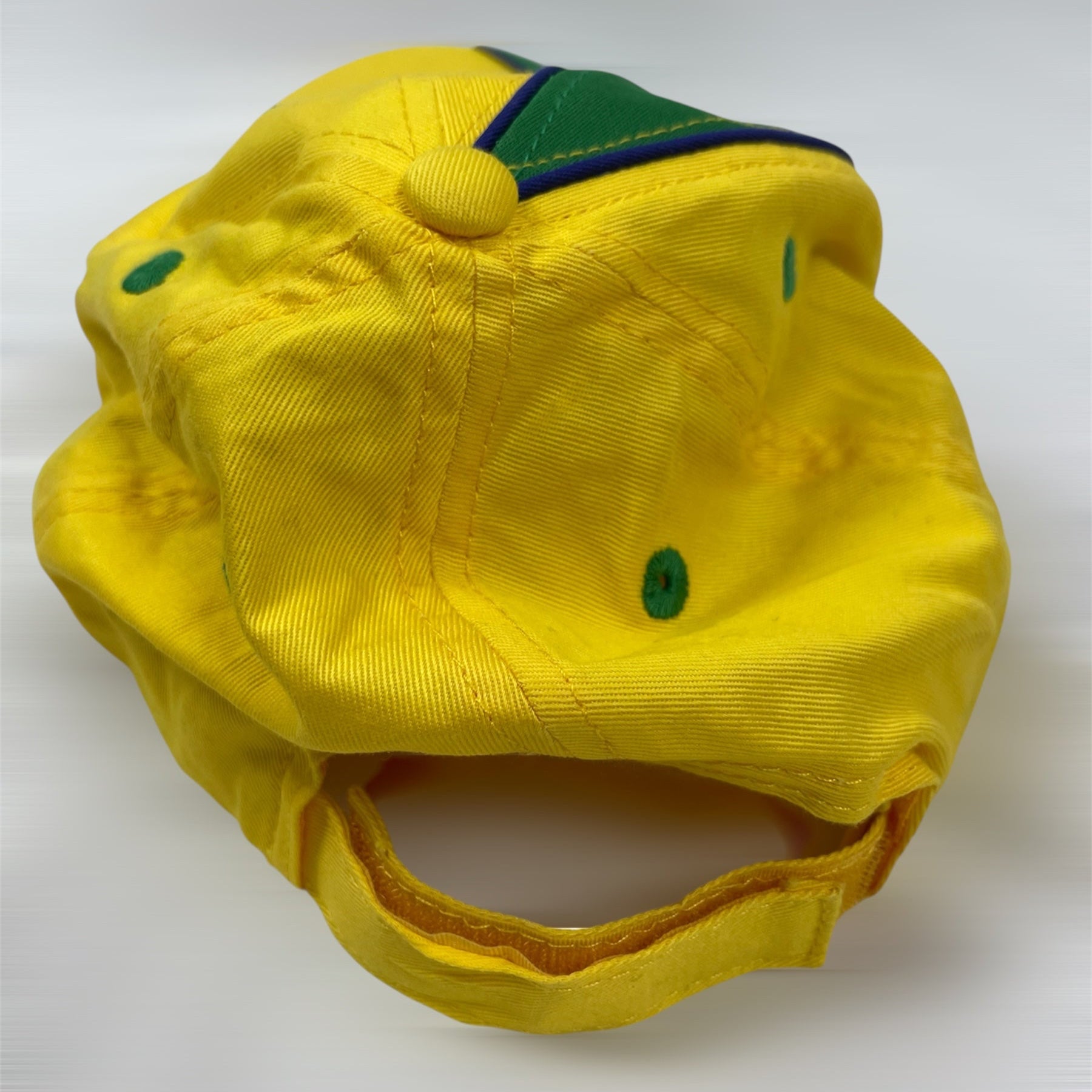 Brazil Supporter Cap - Yellow/Green Panelled, Embroidered Crest, Velcro Back (One Size)