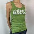 Y2K GUESS Sequin Logo Lace-Up Tank – Olive Green (8-10)
