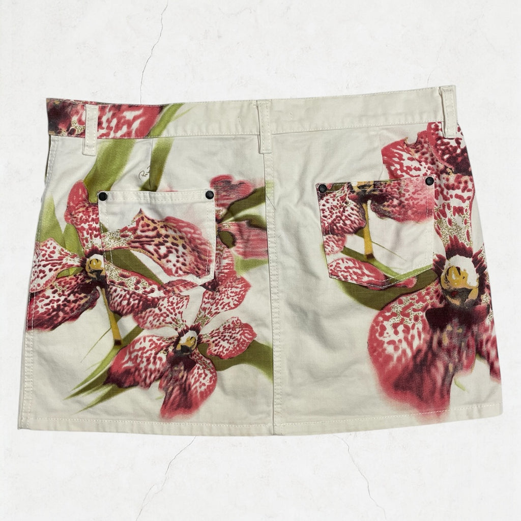 Rare Y2K Roberto Cavalli Floral Print Mini Skirt | UK 12