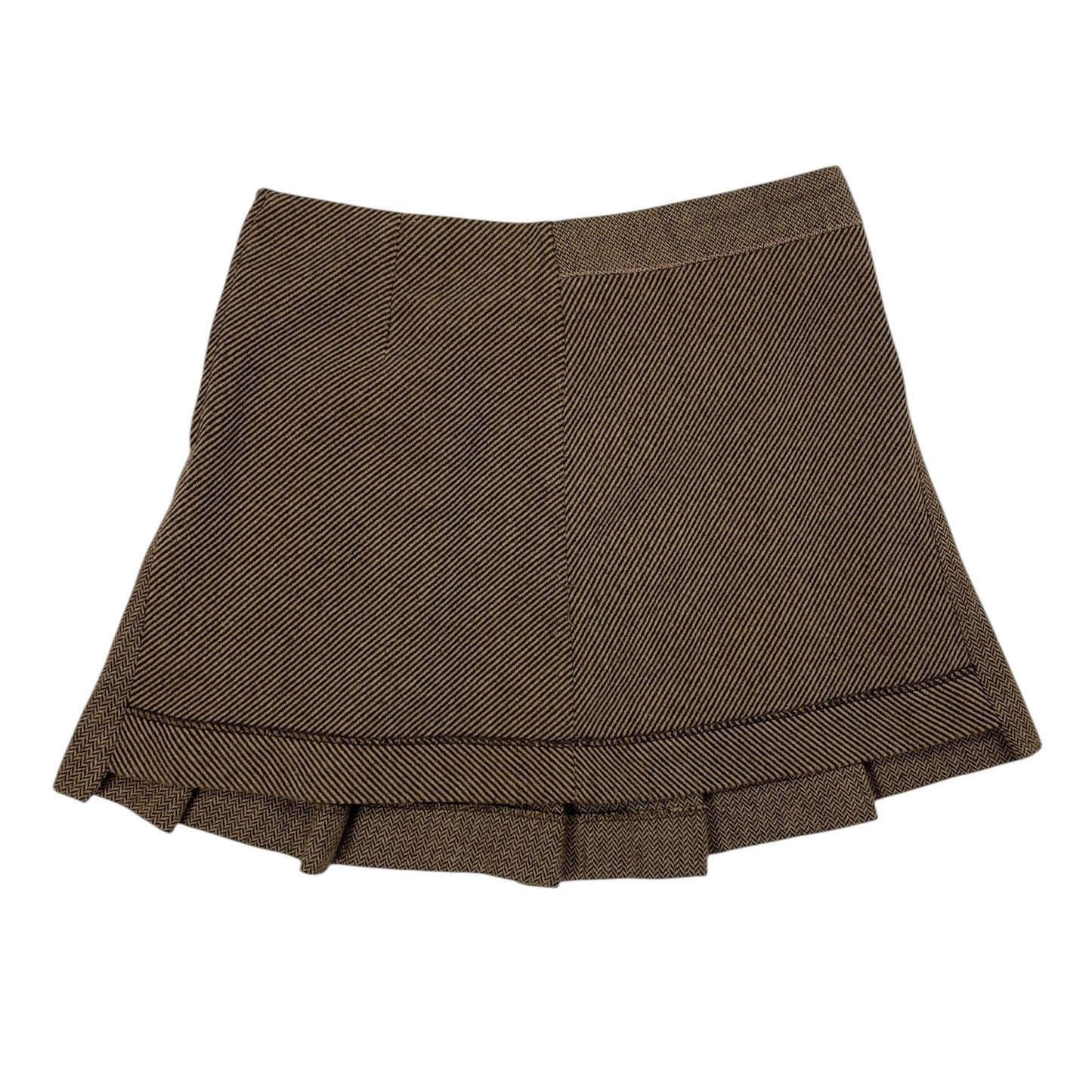 Vintage Benetton Pleated Mini Skirt Y2K Brown Pink Trim (IT 40 / UK 6-8)