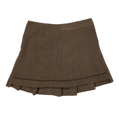 Vintage Benetton Pleated Mini Skirt Y2K Brown Pink Trim (IT 40 / UK 6-8)