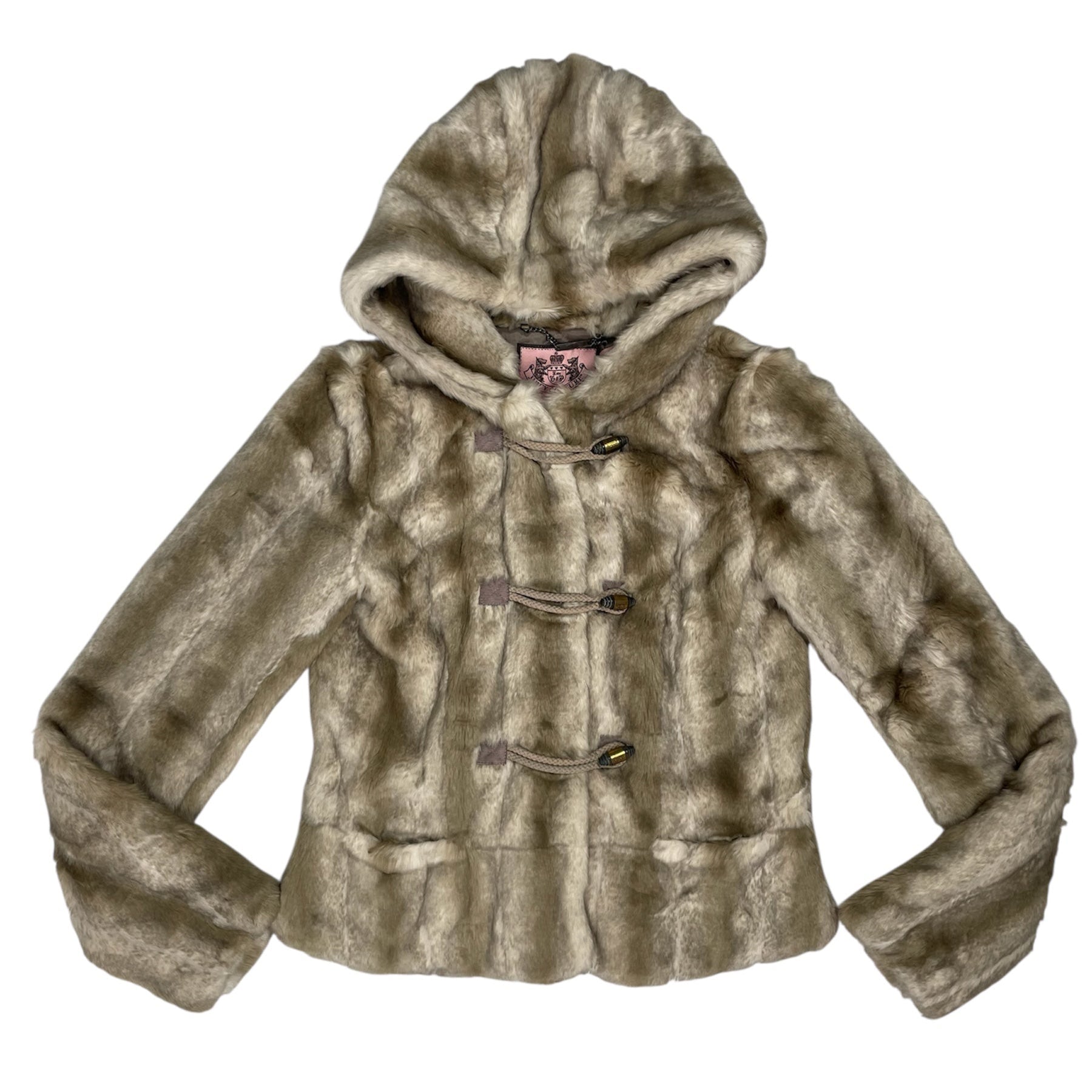 Deadstock Juicy Couture Y2K Faux Fur Toggle Coat with Hood - Best fits UK 8