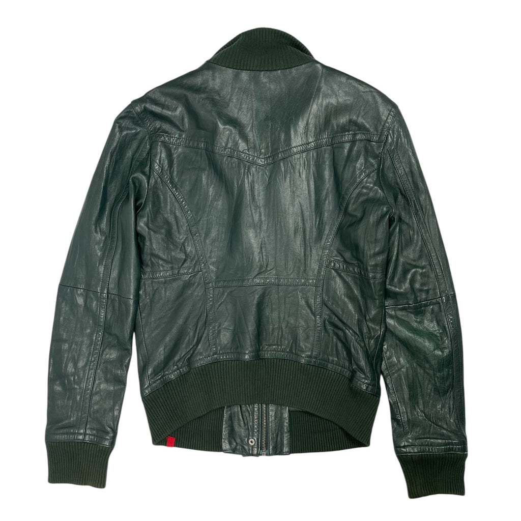 EDC by Esprit Y2K Genuine Leather Bomber Jacket (Flight Style) - UK 8