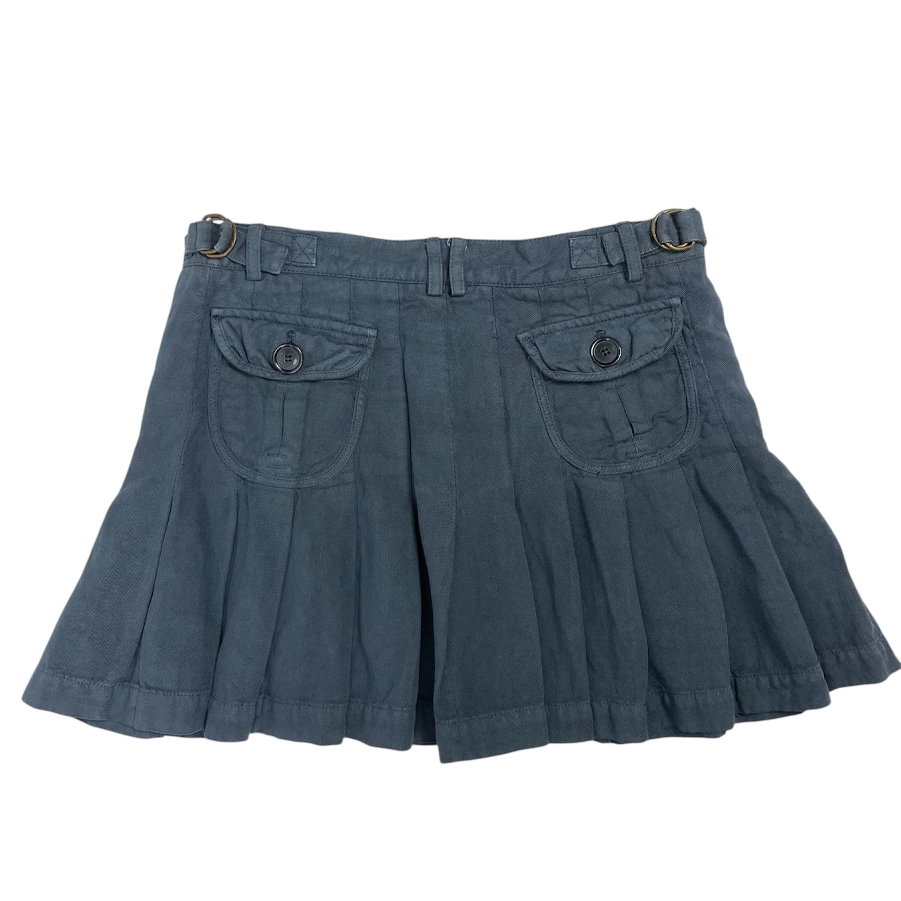 Rare Thomas Burberry Vintage Pleated Mini Skirt with Button Front - W30 UK 8