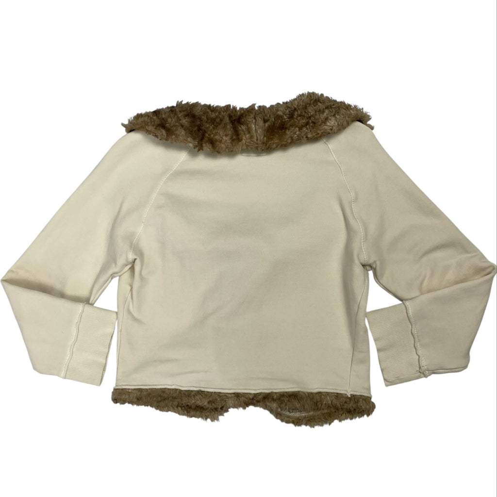 Vintage Y2K Miss Sixty Faux Fur Trim Cropped Bolero - Cream (UK 6-8)
