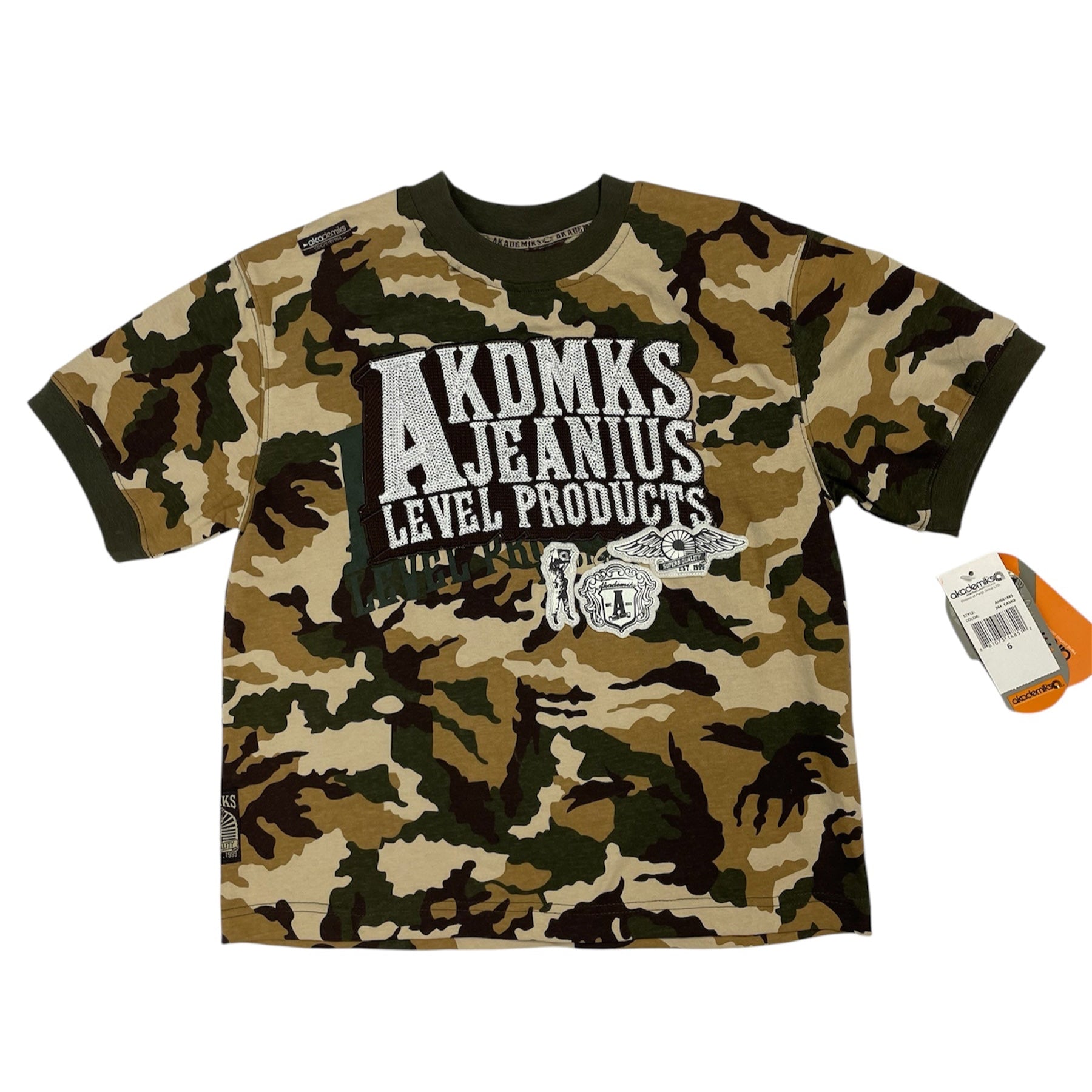 Y2K Akademiks Camo Patchwork Tee - Deadstock (XS-S)