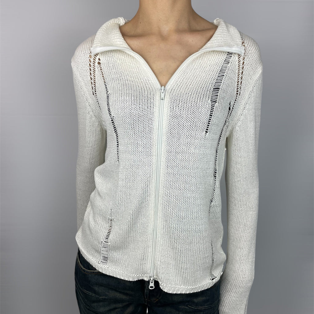 Made in Italy Cream Zip-Up Hoodie - Teddy S.p.A. Y2K Style (8-10)