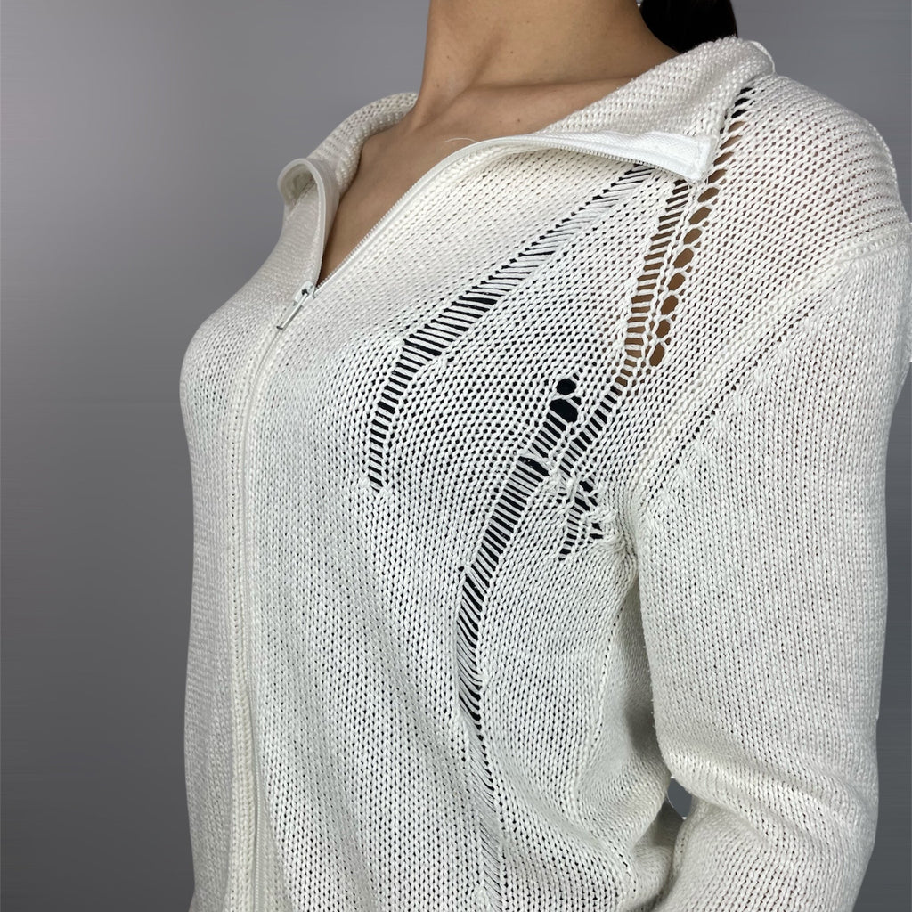 Made in Italy Cream Zip-Up Hoodie - Teddy S.p.A. Y2K Style (8-10)