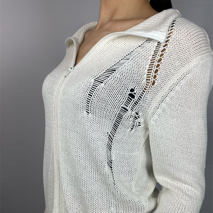 Made in Italy Cream Zip-Up Hoodie - Teddy S.p.A. Y2K Style (8-10)