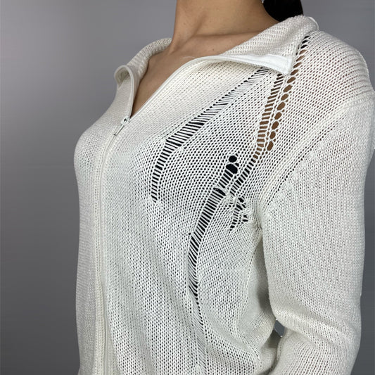 Made in Italy Cream Zip-Up Hoodie - Teddy S.p.A. Y2K Style (8-10)