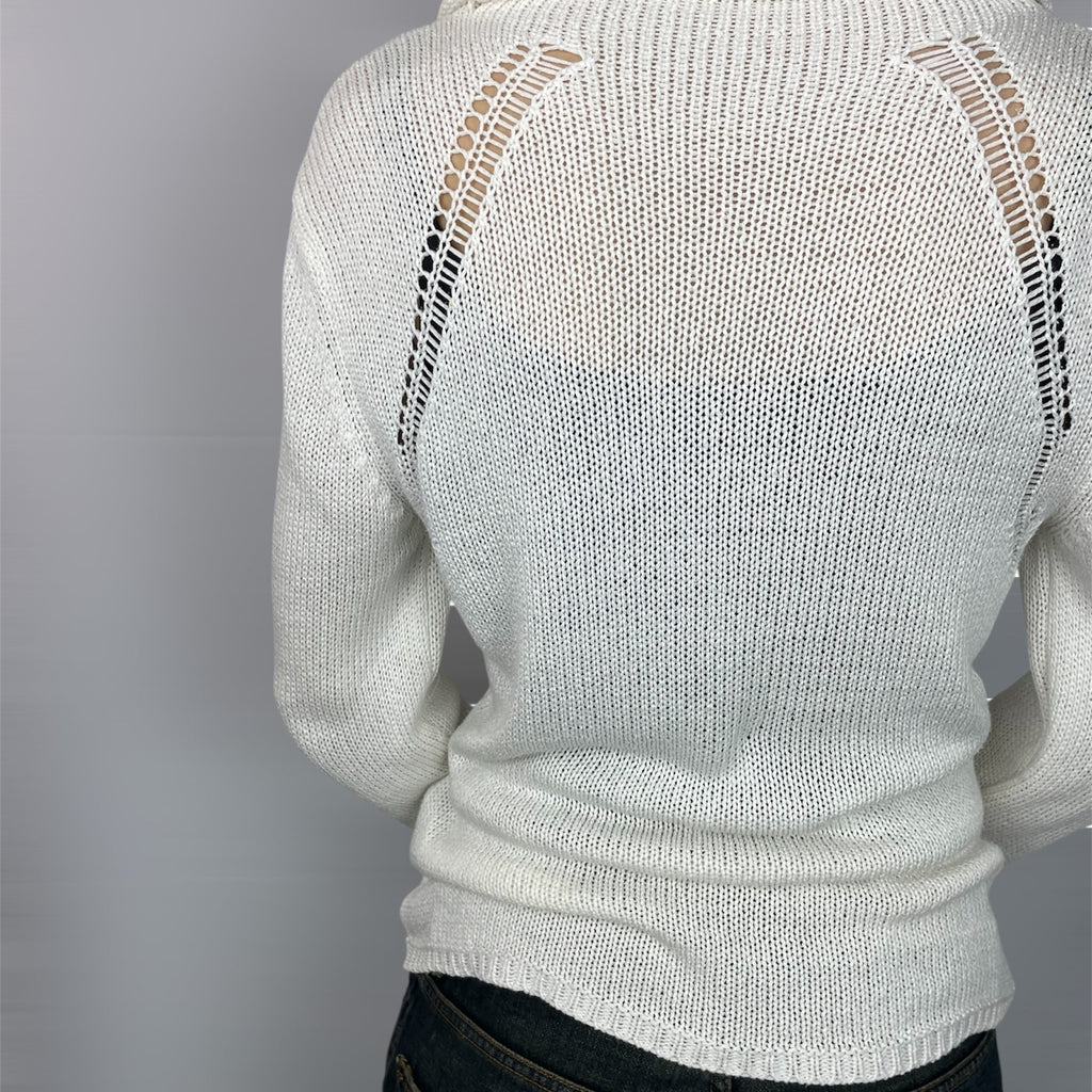 Made in Italy Cream Zip-Up Hoodie - Teddy S.p.A. Y2K Style (8-10)