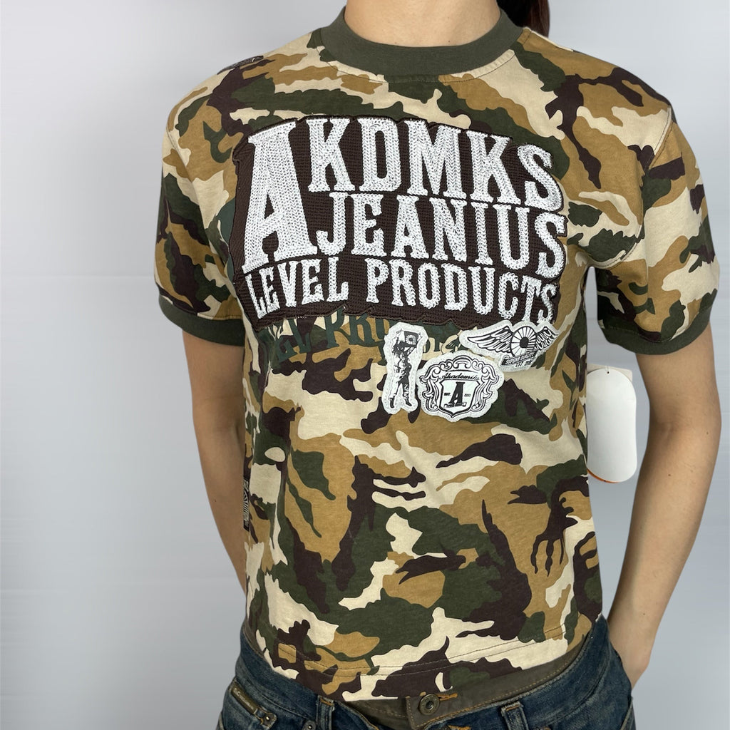 Y2K Akademiks Camo Patchwork Tee - Deadstock (XS-S)