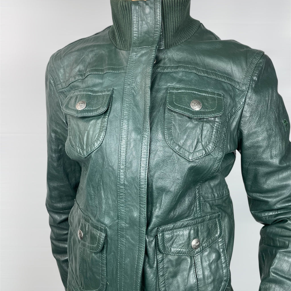 EDC by Esprit Y2K Genuine Leather Bomber Jacket (Flight Style) - UK 8
