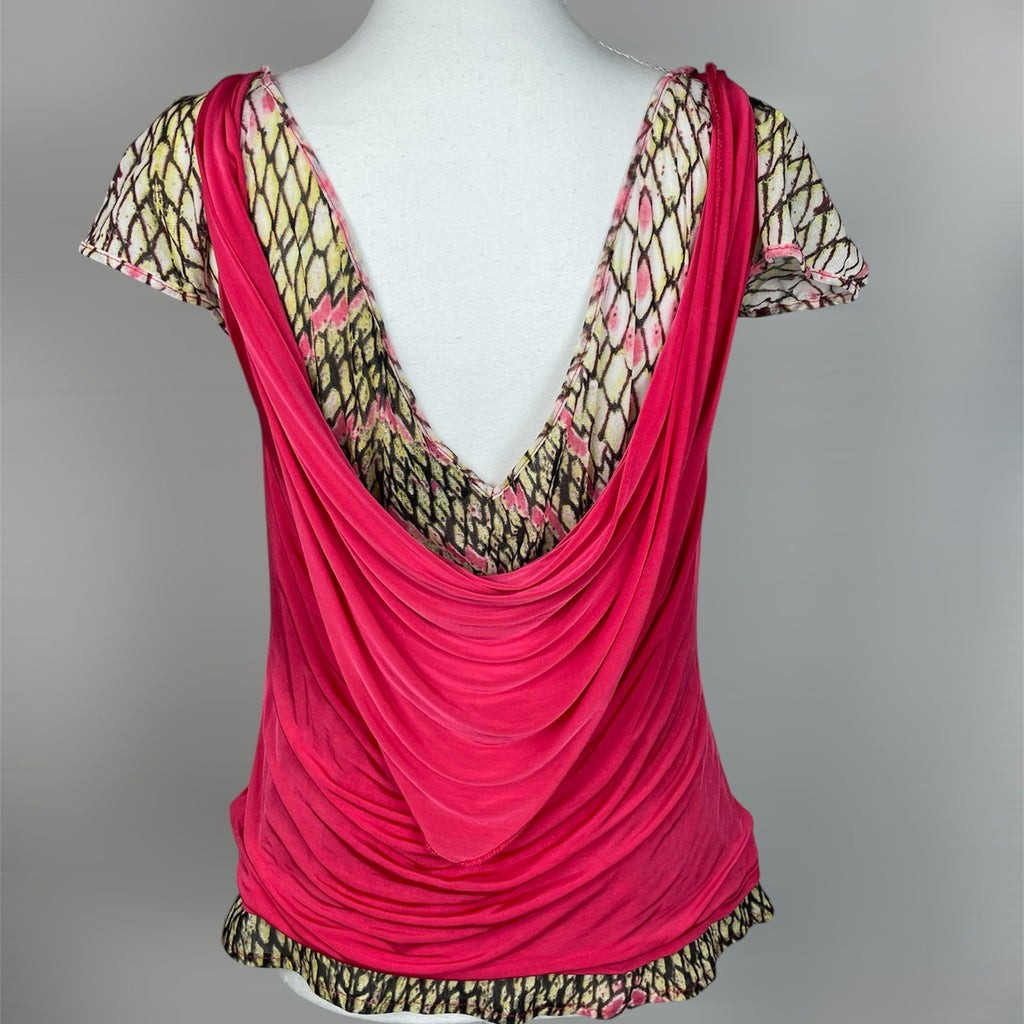 Rare Y2K Just Cavalli Draped Print Top - Best Fit UK 10