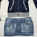 Y2K Femme Denim Mini Skirt with Cargo Pockets (UK 12)