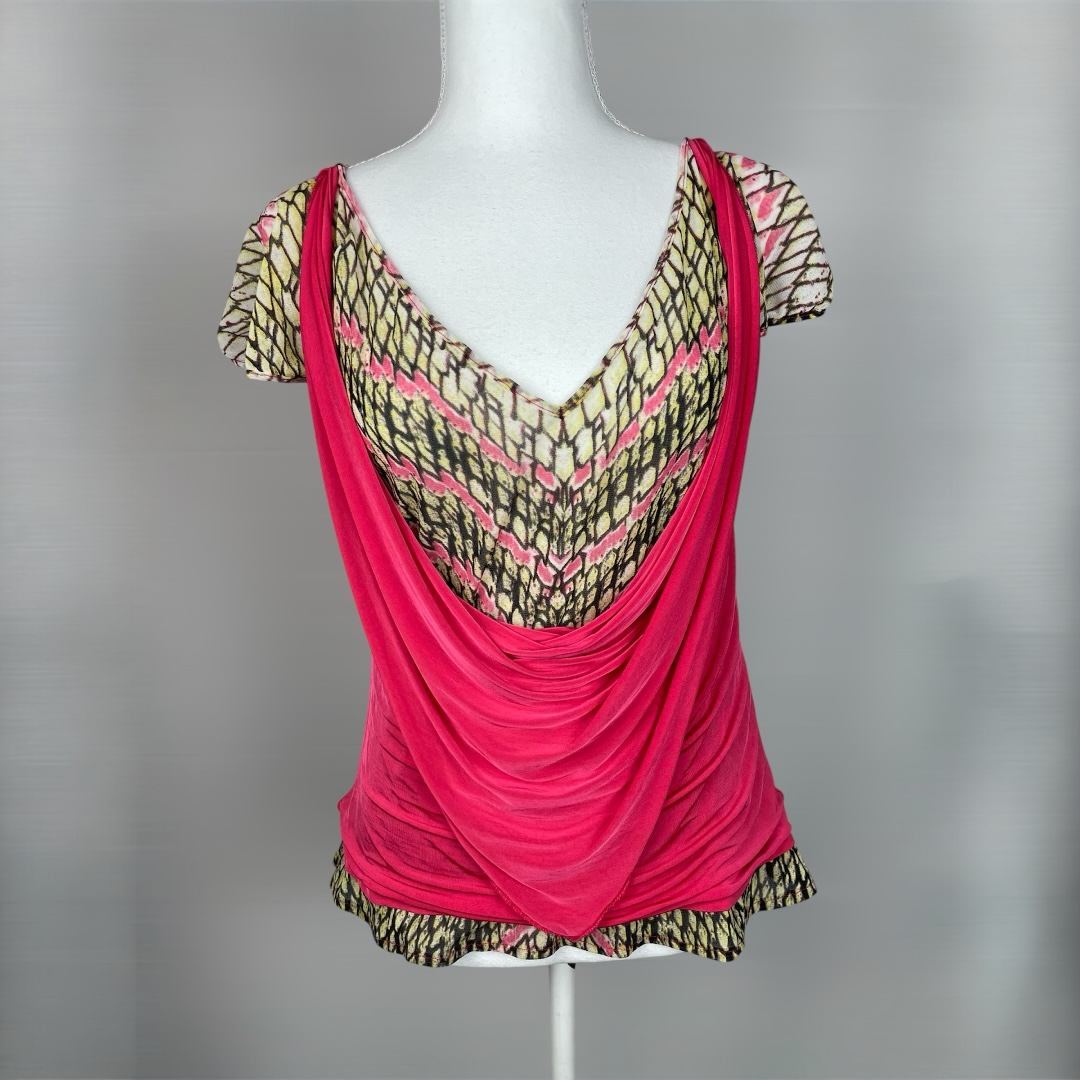 Rare Y2K Just Cavalli Draped Print Top - Best Fit UK 10