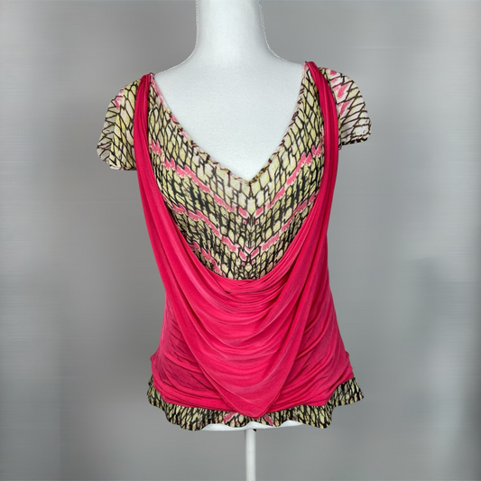 Rare Y2K Just Cavalli Draped Print Top - Best Fit UK 10