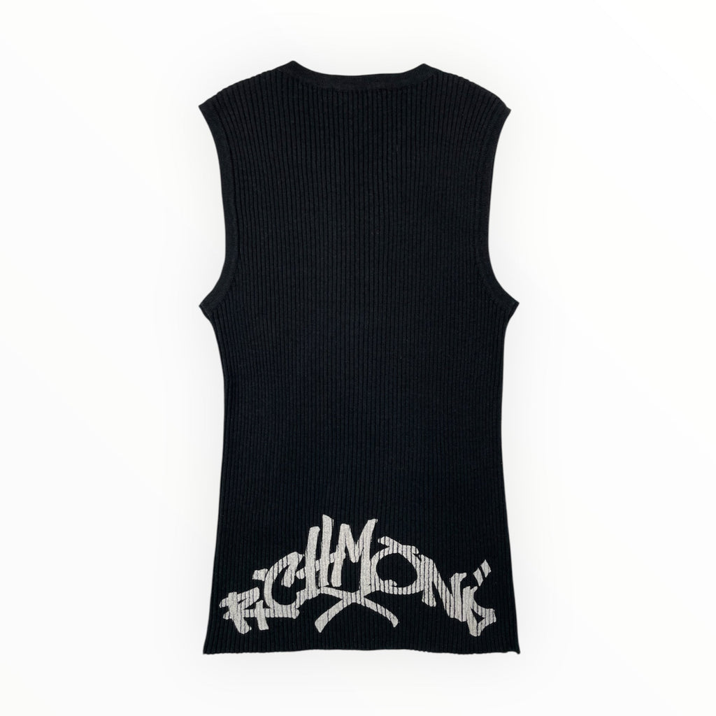 Richmond X Y2K Ribbed Knit Logo Sleeveless Top - 8-10