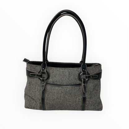 Vintage Black & Grey Canvas Tote Bag From Japan