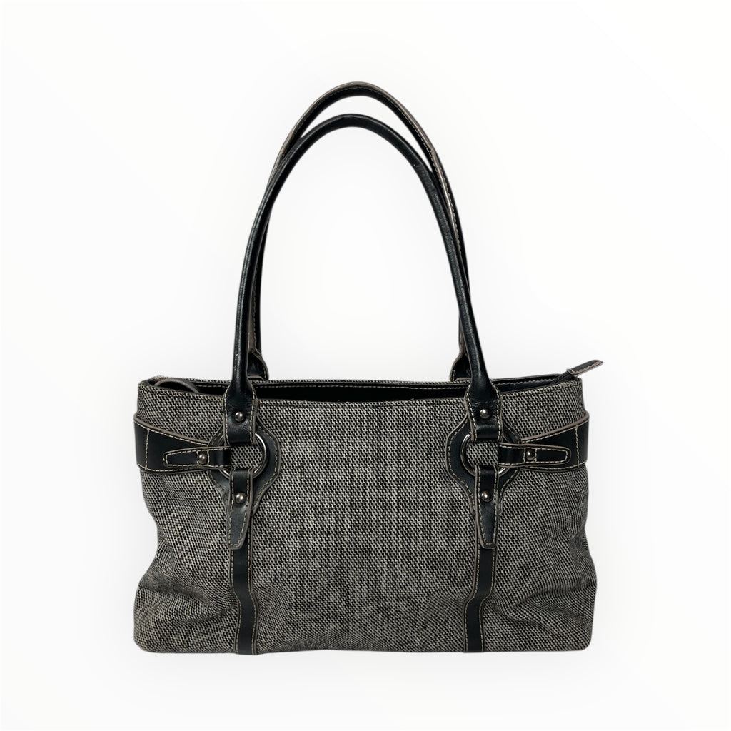 Vintage Black & Grey Canvas Tote Bag From Japan