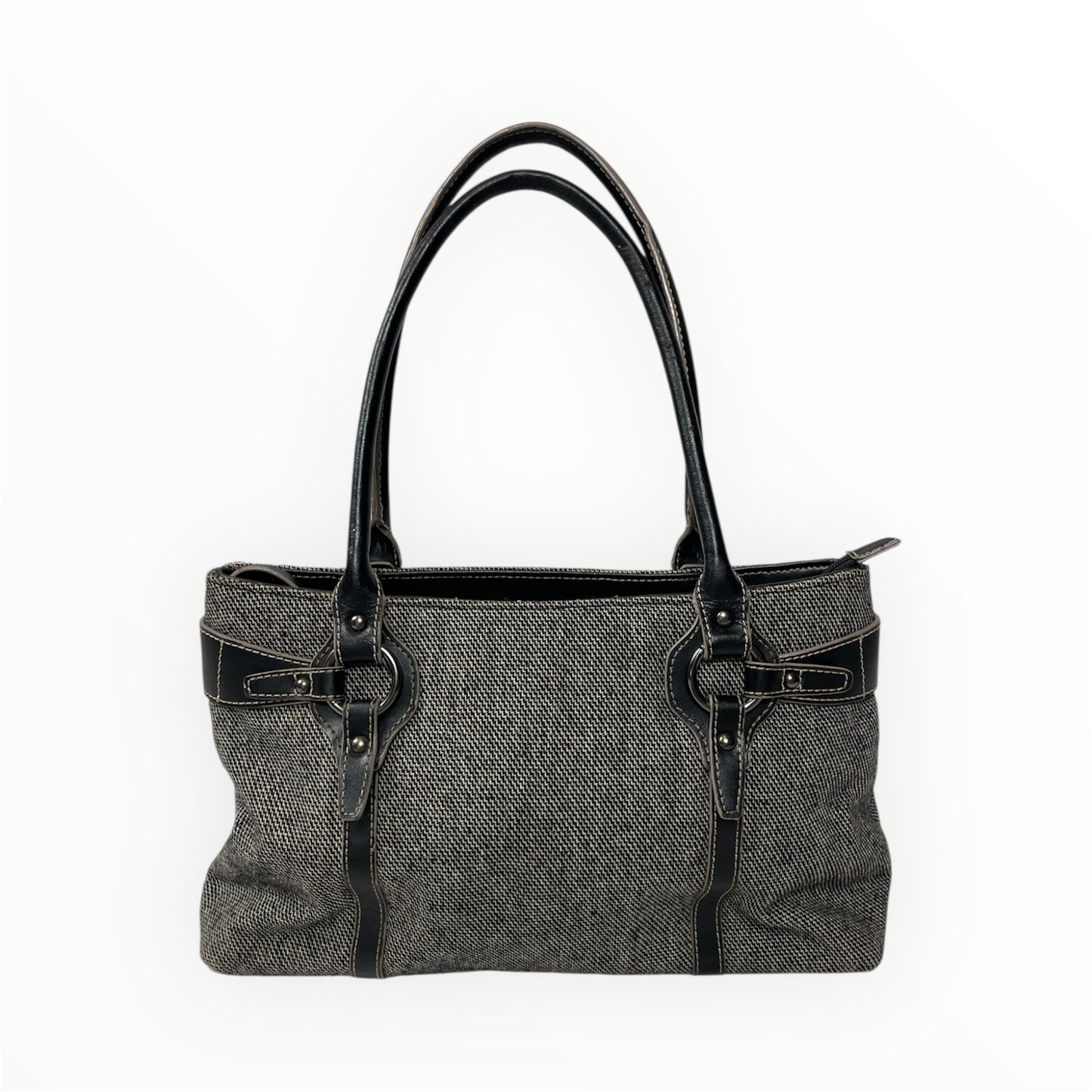 Vintage Black & Grey Canvas Tote Bag From Japan