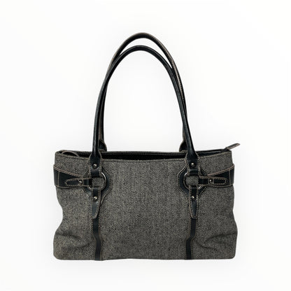Vintage Black & Grey Canvas Tote Bag From Japan