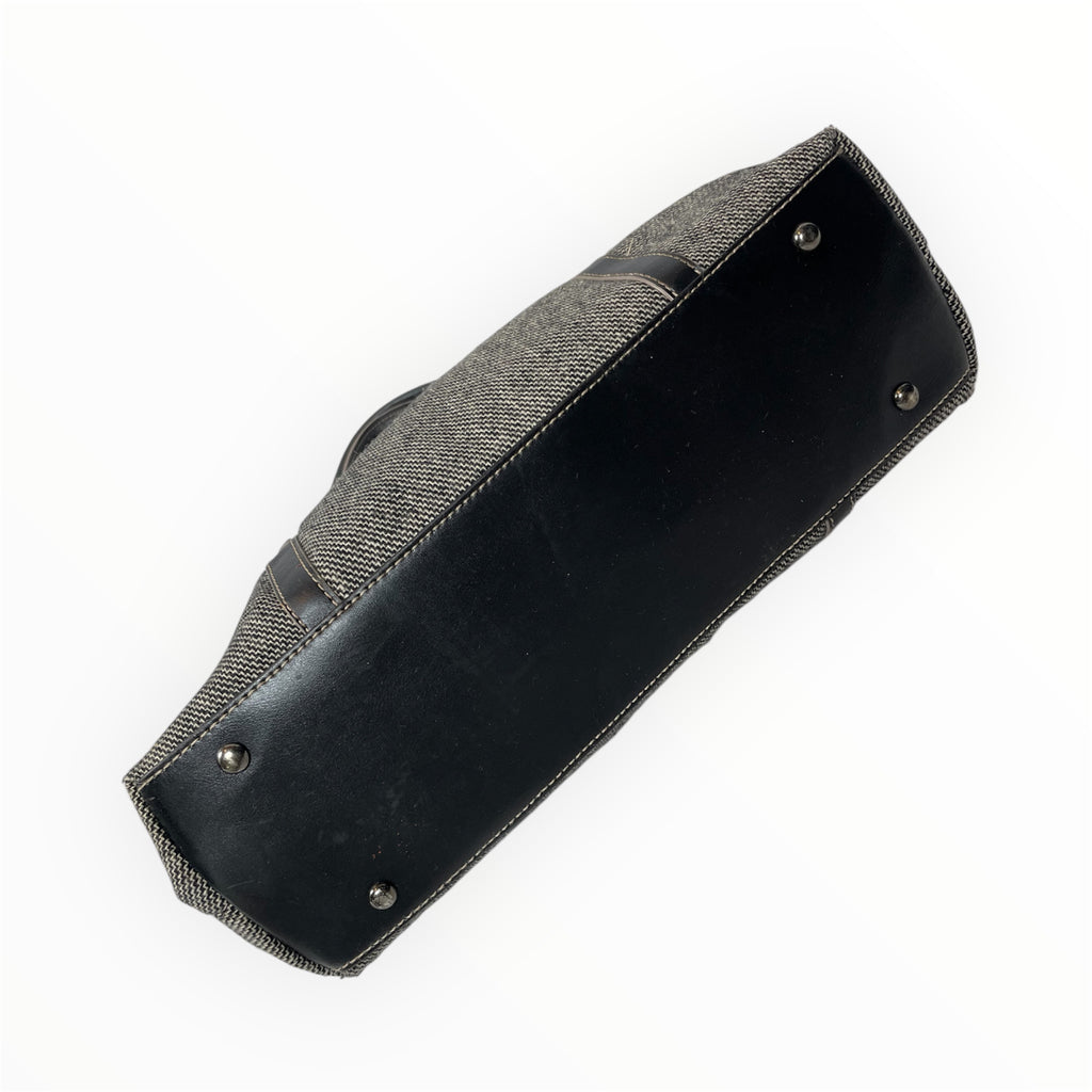 Vintage Black & Grey Canvas Tote Bag From Japan