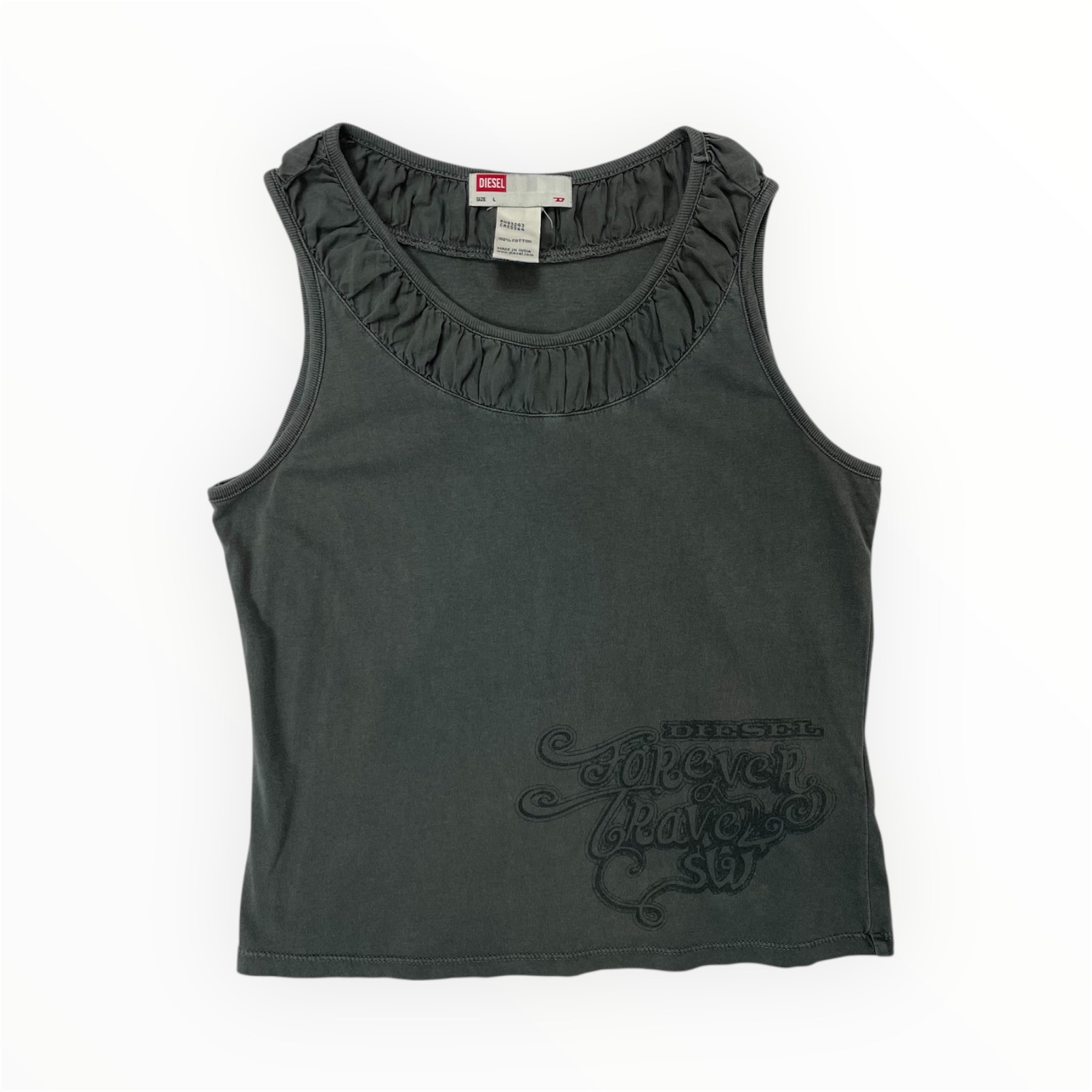 Y2K Diesel "Forever Brave" Graphic Tank Top - UK 8