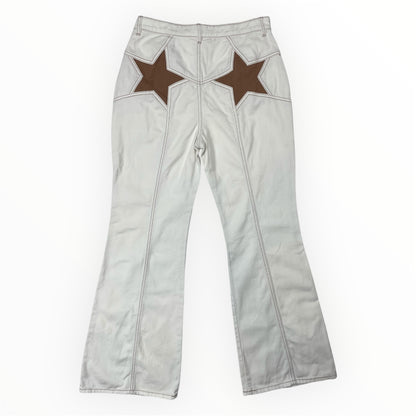 Tezenis Y2K Star Patch Flared Trousers – White/Brown - W31 / UK 12