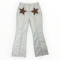 Tezenis Y2K Star Patch Flared Trousers – White/Brown - W31 / UK 12