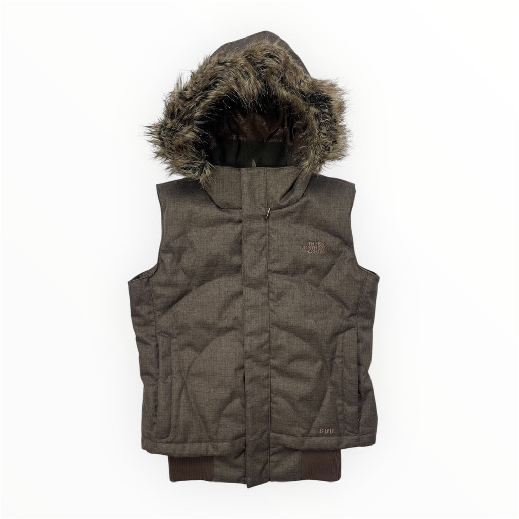 The North Face 600 Fill Brown Faux Fur Hooded Down Gilet - Women’s S