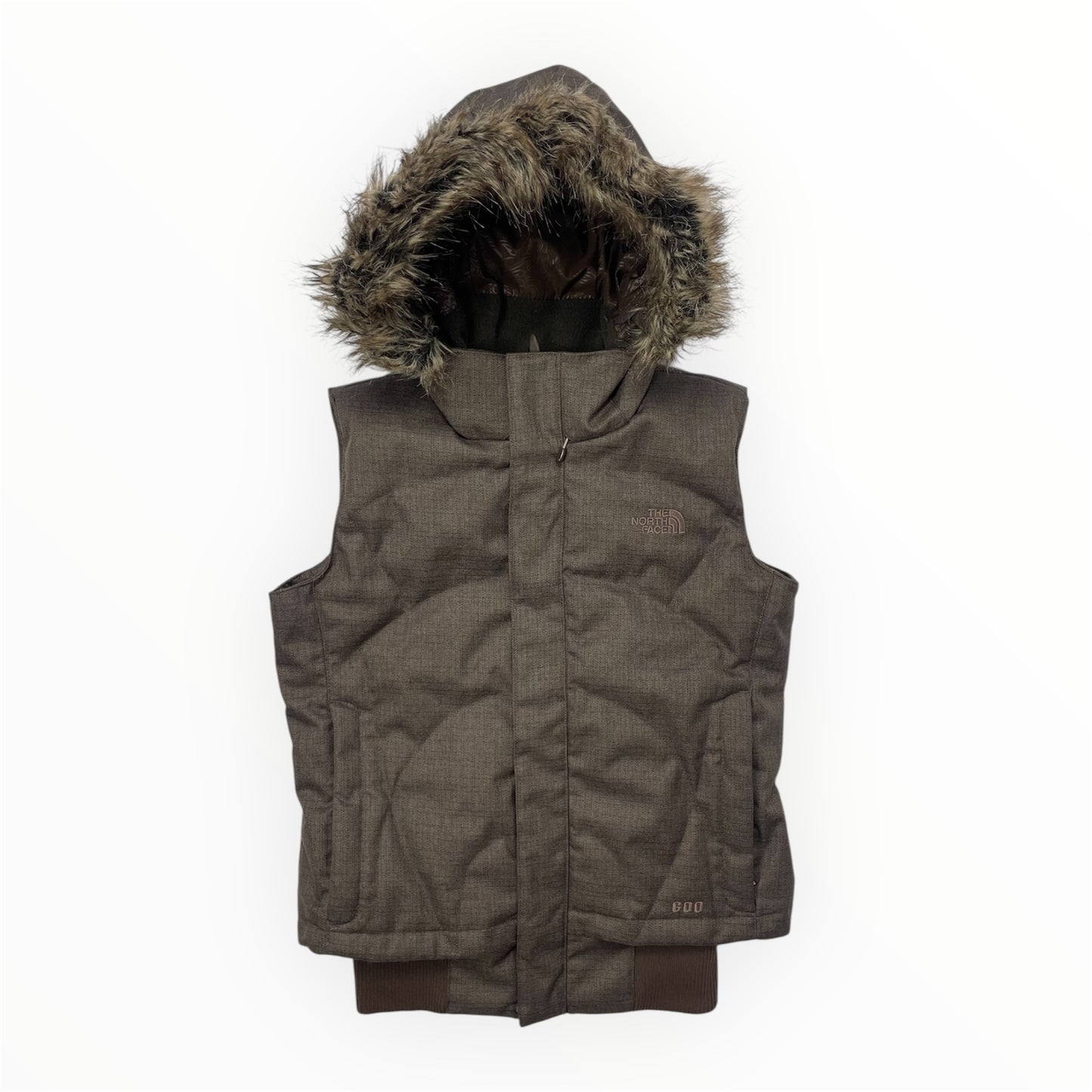 The North Face 600 Fill Brown Faux Fur Hooded Down Gilet - Women’s S