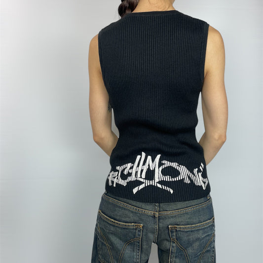 Richmond X Y2K Ribbed Knit Logo Sleeveless Top - 8-10