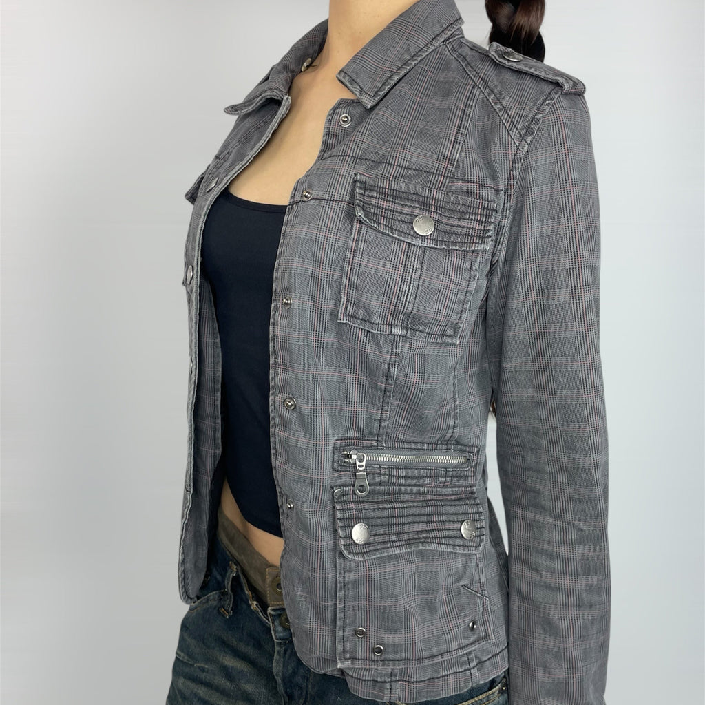 Fishbone Y2K Plaid Utility Jacket – UK 8