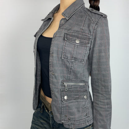 Fishbone Y2K Plaid Utility Jacket – UK 8