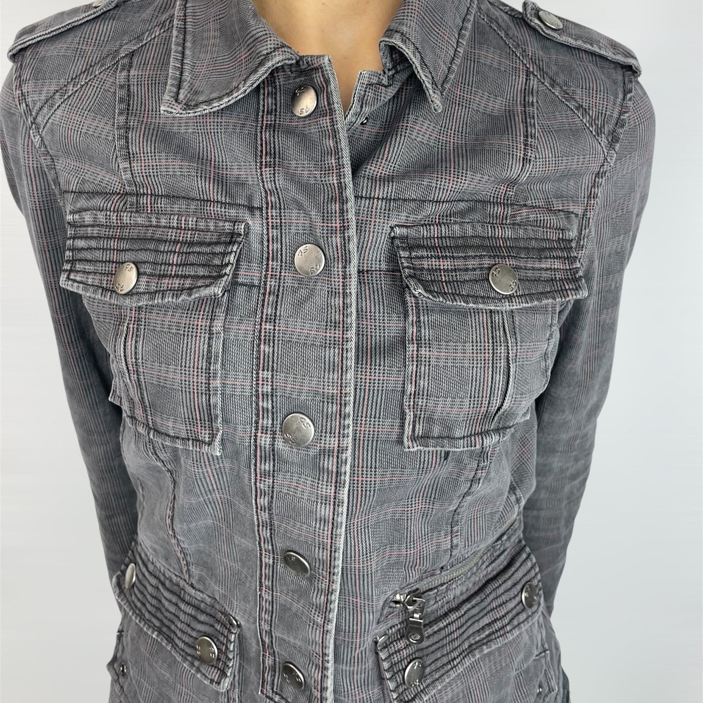 Fishbone Y2K Plaid Utility Jacket – UK 8