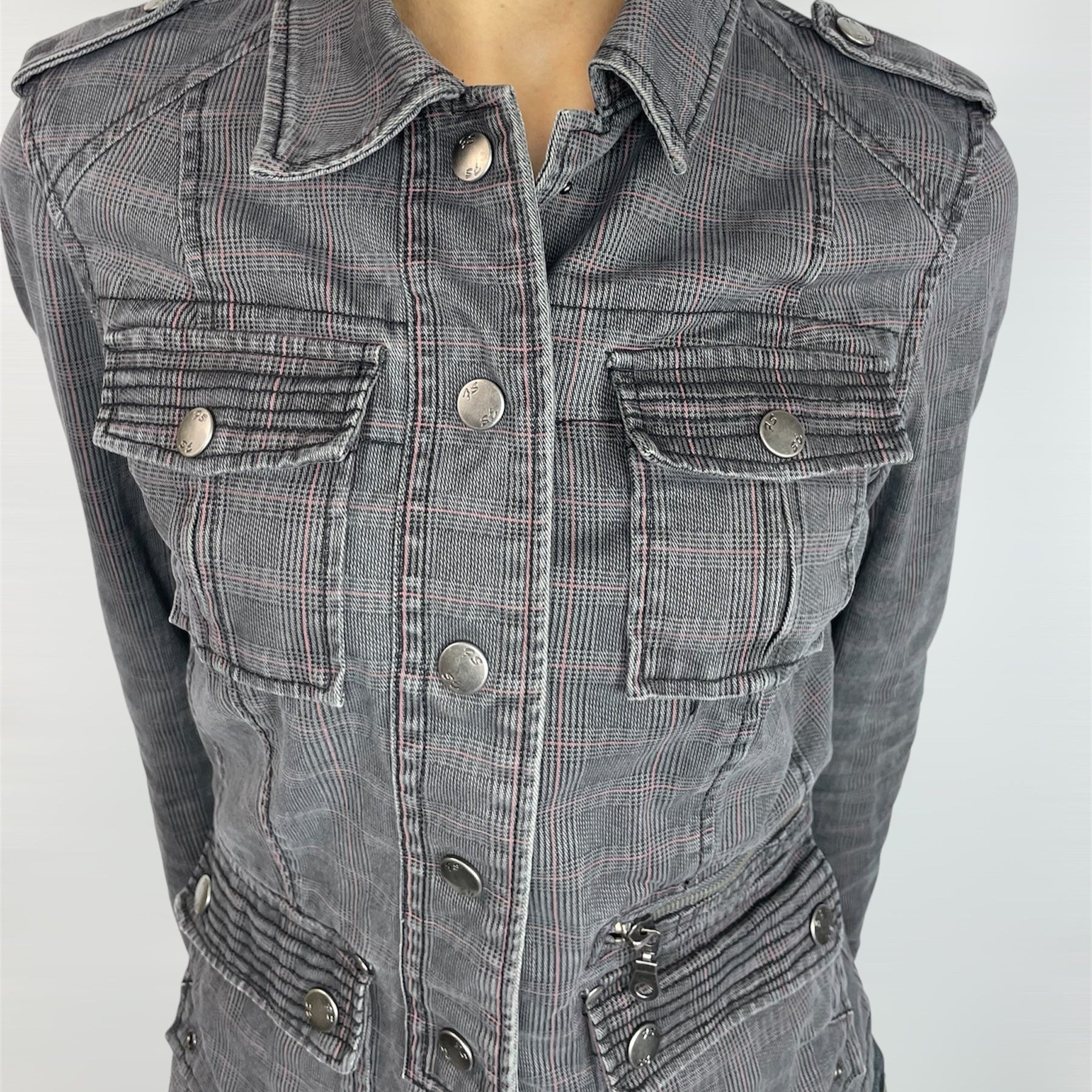 Fishbone Y2K Plaid Utility Jacket – UK 8