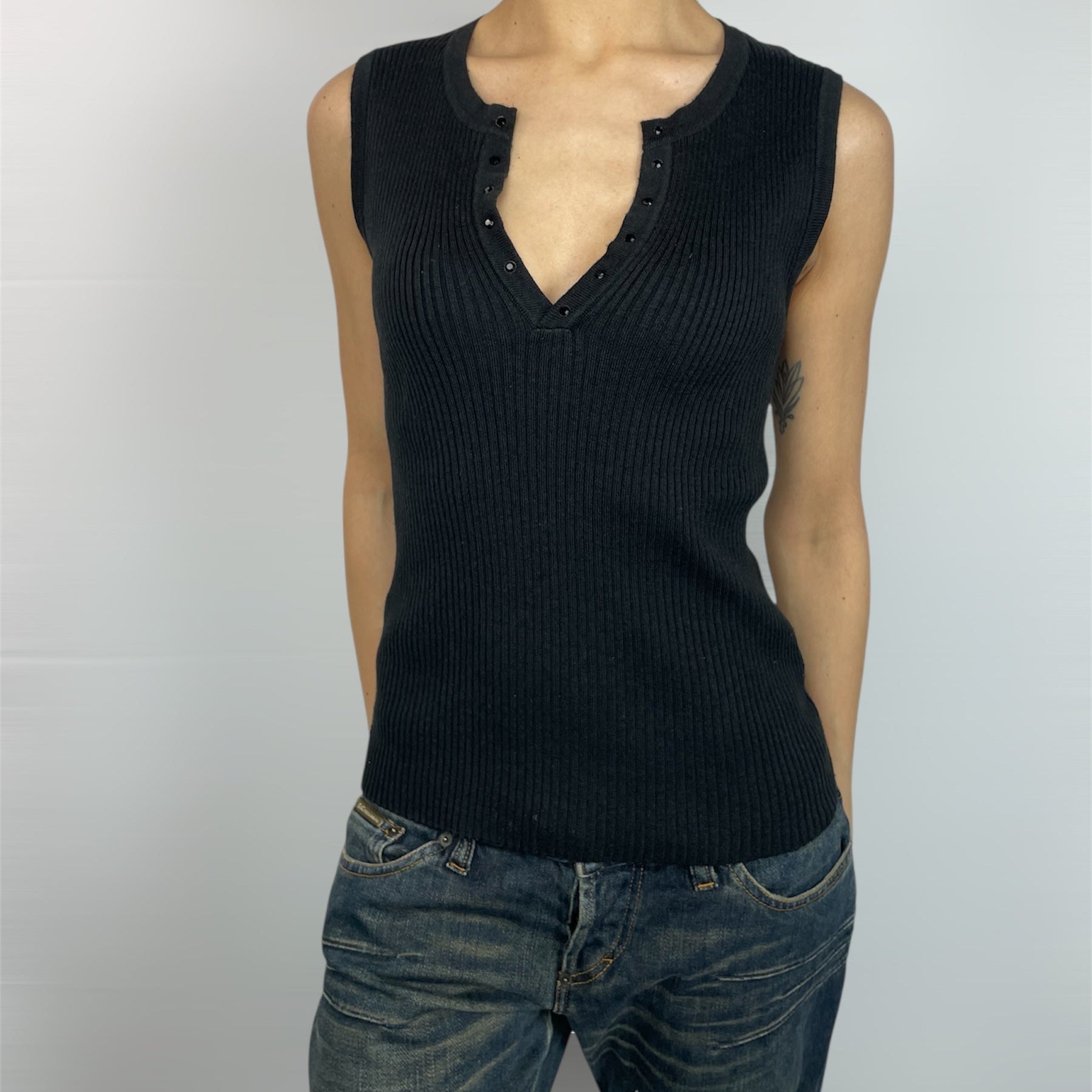 Richmond X Y2K Ribbed Knit Logo Sleeveless Top - 8-10