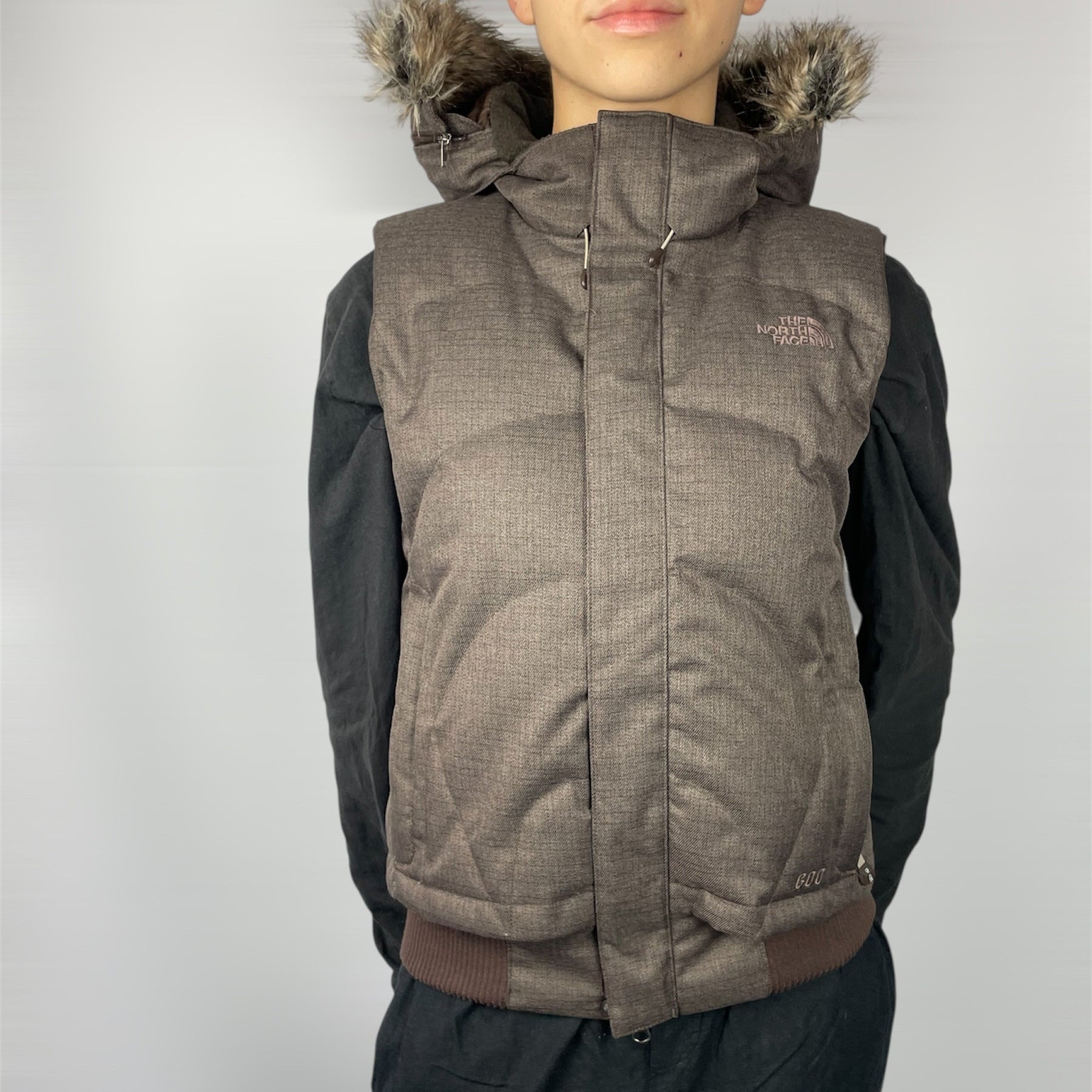 The North Face 600 Fill Brown Faux Fur Hooded Down Gilet - Women’s S