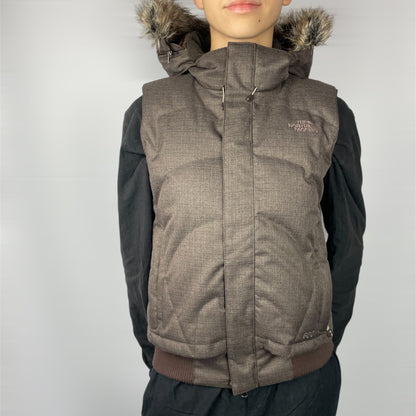 The North Face 600 Fill Brown Faux Fur Hooded Down Gilet - Women’s S