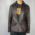 Vintage Stefanel Brown Real Leather Jacket - UK 8