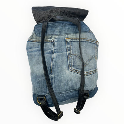Vintage Upcycled Levi’s Denim & Leather Backpack - Made in Italy