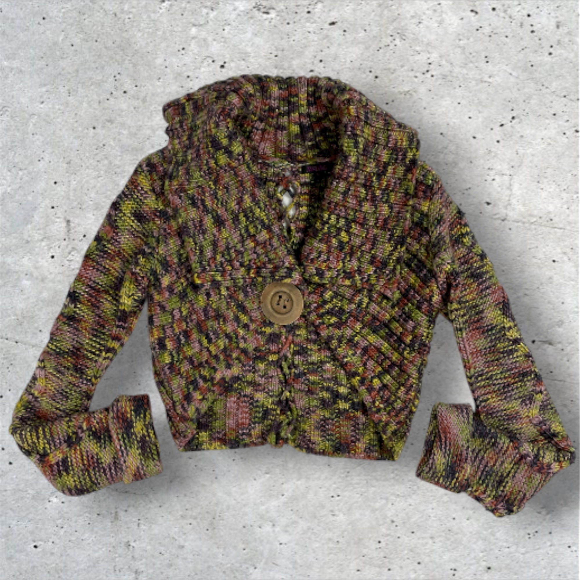 Y2K Multicolour Knit Cropped Cardigan TAGLIA42 | UK 6-8