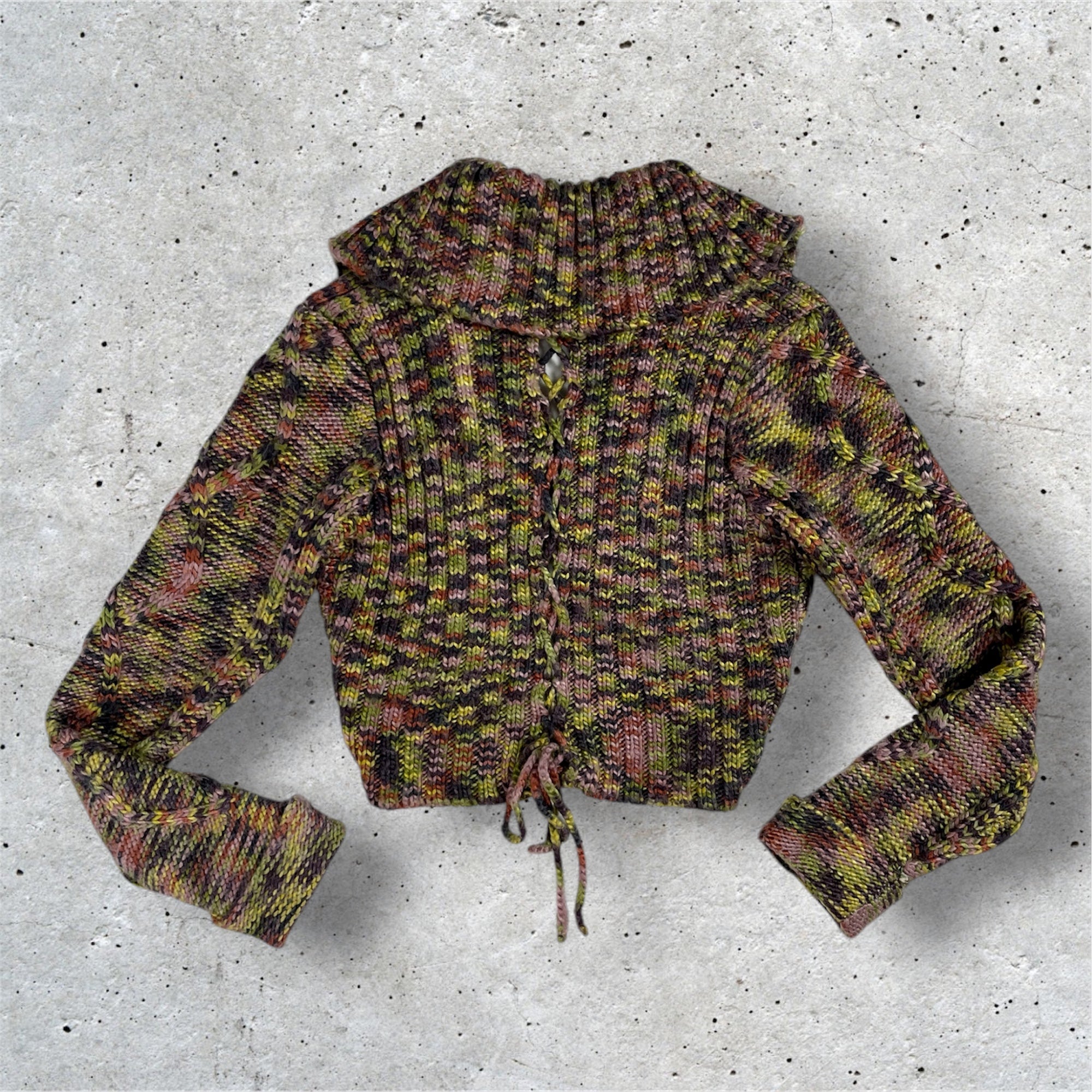 Y2K Multicolour Knit Cropped Cardigan TAGLIA42 | UK 6-8