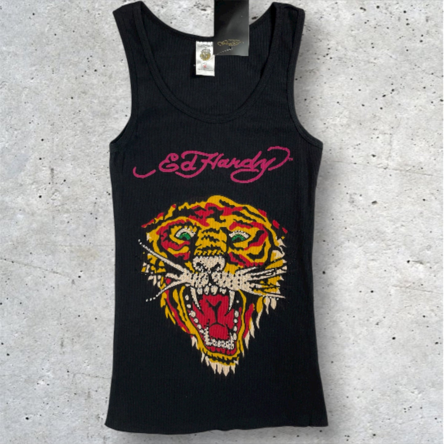 Ed Hardy Y2K Tiger Rhinestone Tank Top | Best Fit UK 8