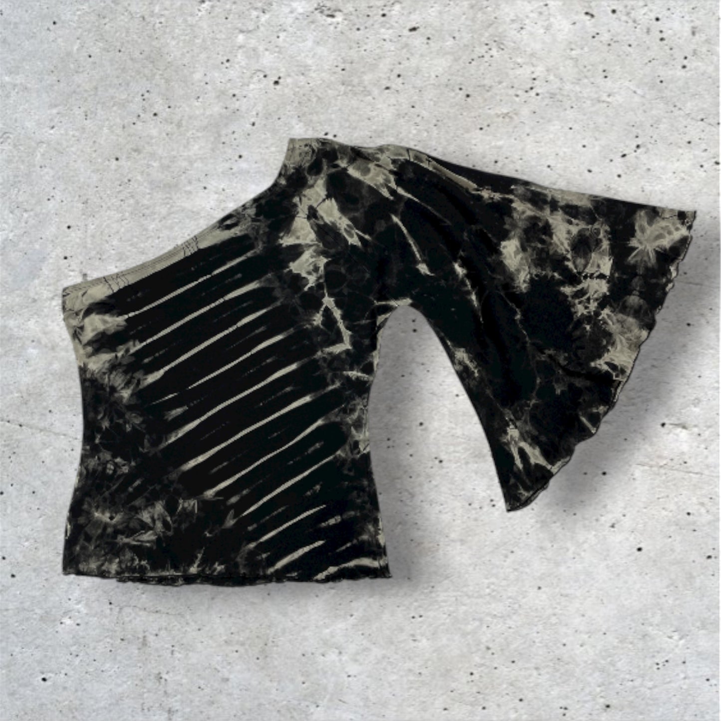 Y2K PornPhant One-Shoulder Tie-Dye Bell Sleeve Top UK 6–8