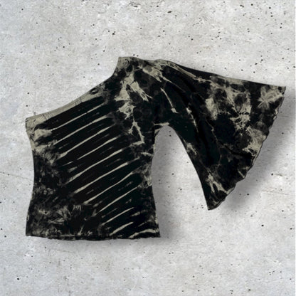 Y2K PornPhant One-Shoulder Tie-Dye Bell Sleeve Top UK 6–8